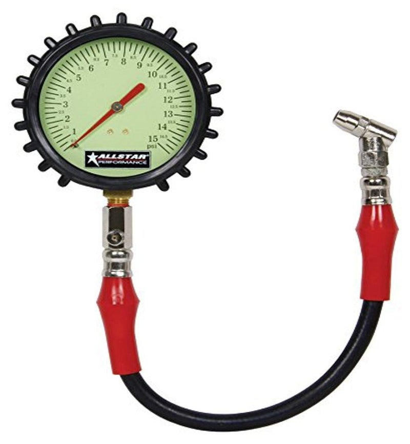 Allstar Performance 4" Tire Pressure Gauge, 0-15 PSI - Image 1